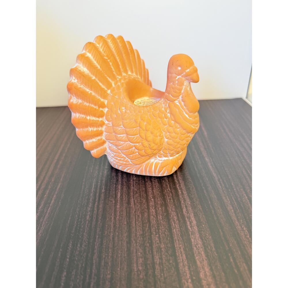 World Market Turkey Orange Ceramic Candle Holder Thanksgiving Themed